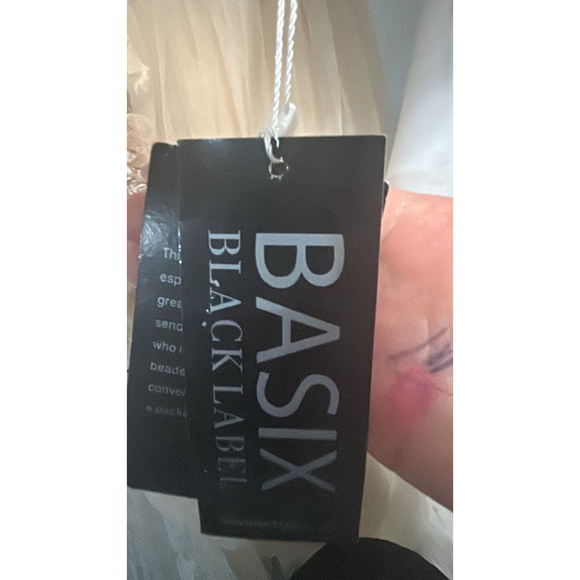 Basix Black Label Flutter Sleeve 3D Floral Peach Tulle Gown Size 12 - Picture 10 of 15